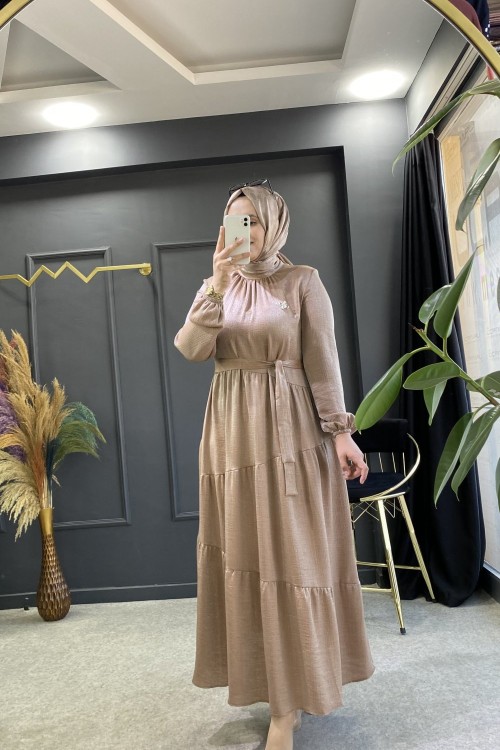 Sare elbise Camel