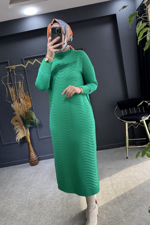 Sena merserize elbise(2880) Benetton Yeşilli