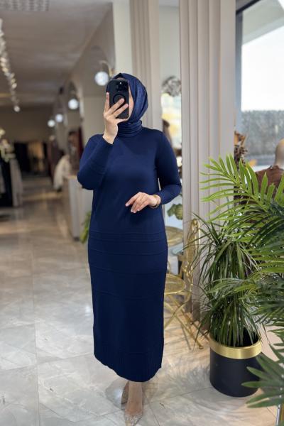 Tuba merserize elbise (2955) Lacivert