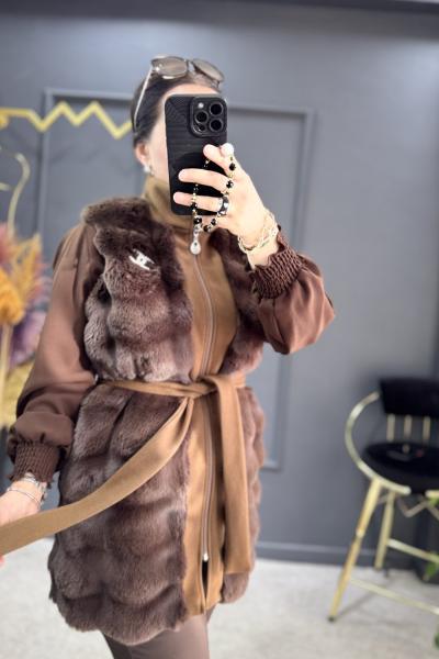 Premium kürk yelek  Kahverengi