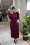 TUBA MERSERİZE ELBİSE(2955) Bordo