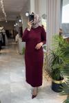 TUBA MERSERİZE ELBİSE(2955) Bordo