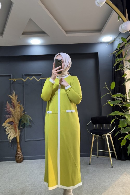 İMAJ MERSERİZE ELBİSE Yağ Yeşili