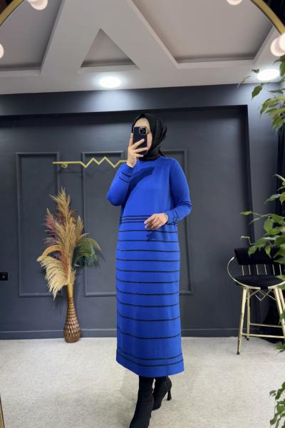 Setri merserize elbise(2956) Saks Mavisi