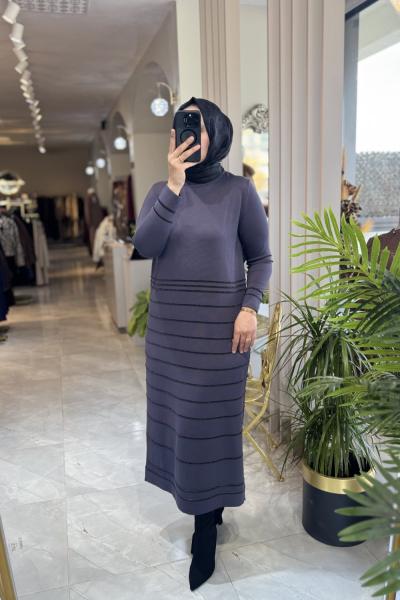 Setri merserize elbise(2956) Antrasit