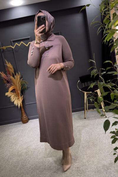 Henza merserize elbise (2985) Vizon