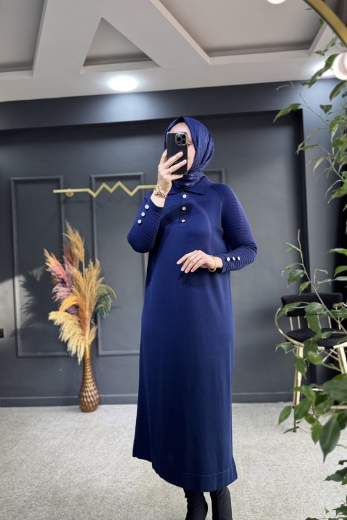 Henza merserize elbise (2985) Lacivert