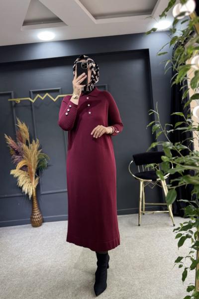 Henza merserize elbise (2985) Bordo