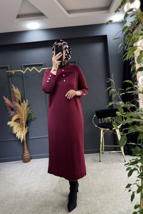 Henza merserize elbise (2985) Bordo