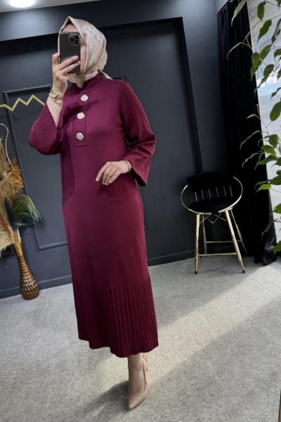 Umay merserize elbise Bordo