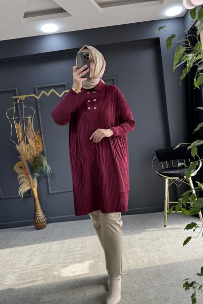 BÜŞRA MERSERİZE TUNİK (3502) Bordo