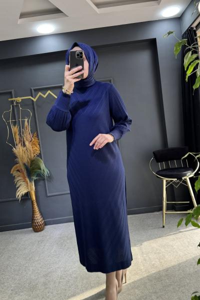 Tuana merserize elbise (3504) Lacivert
