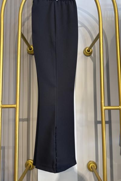 Paçası taş detay ispanyol pantolon  Siyah