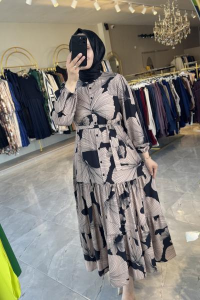 Sofia elbise  Vizon Siyah