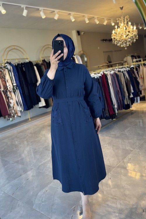 Güzin elbise gömlek Lacivert