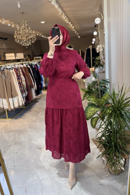 DANTELLA ELBİSE Bordo