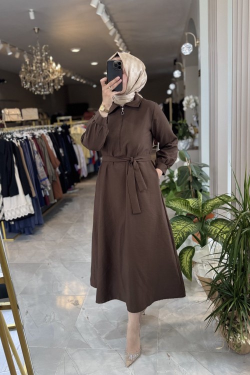 SHE ELBİSE Kahverengi