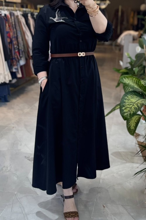 Aqua elbise (uzun kol) Siyah