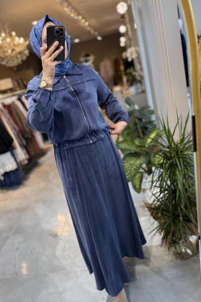 EFNAN İPEK QUPRA TAKIM Mavi