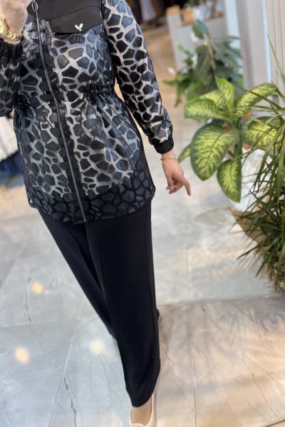 DOUBLE BAHAR CEKET(DERİ) Siyah