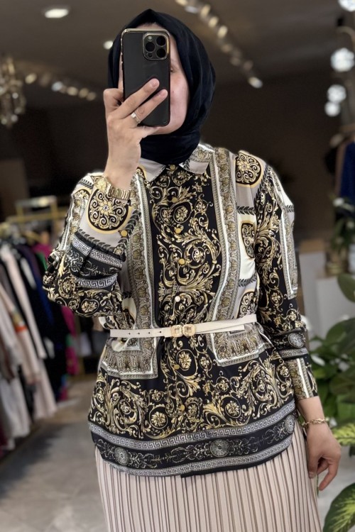 ETNİK SATEN GÖMLEK Karışık