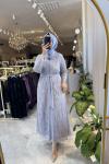 FİRUZE ABAYA ELBİSE TAKIM Gri