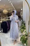 FİRUZE ABAYA ELBİSE TAKIM Gri