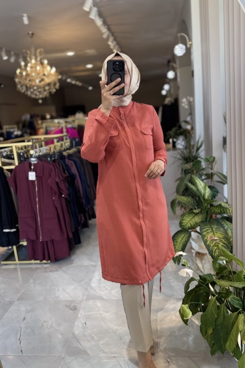 ARMİNE 25YT4138 UZUN BOY TUNİK Kiremit