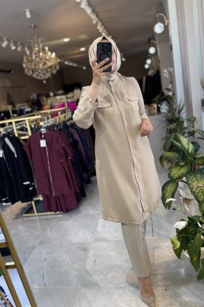 ARMİNE 25YT4138 UZUN BOY TUNİK Bej