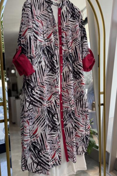 Havai tunik elbise  Siyah Fuşya