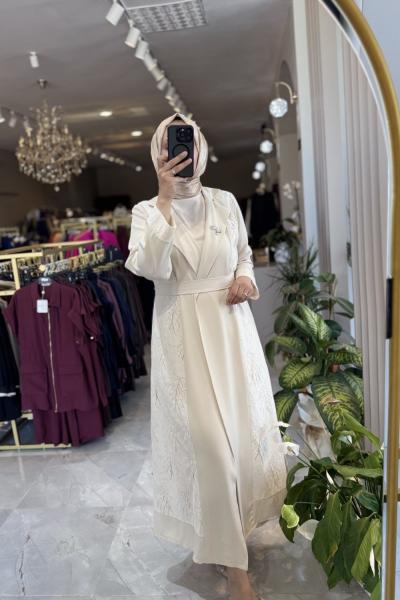 Begüm abaya takım  Bej