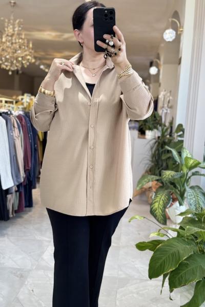 NEFİSE OVERSİZE GÖMLEK Vizon