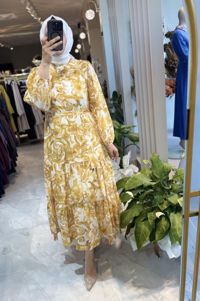 FREZYA ELBİSE  Hardal Sarısı