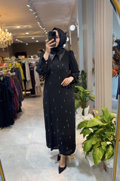 Mihrimah elbise Gazella  Siyah