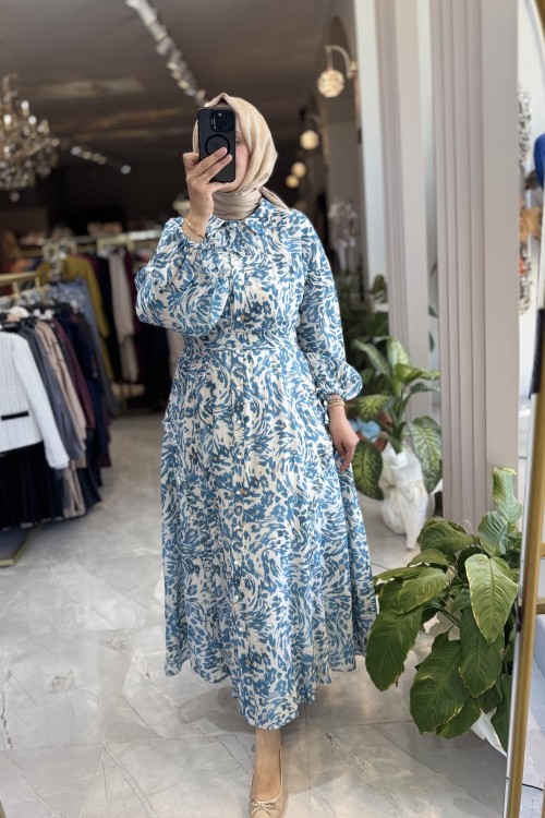 NPRİVE MENEKŞE ELBİSE Mavi