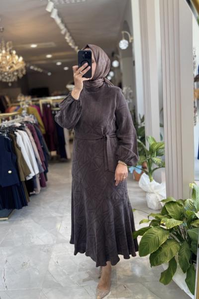 NPRİVE İZEL ELBİSE Kahverengi