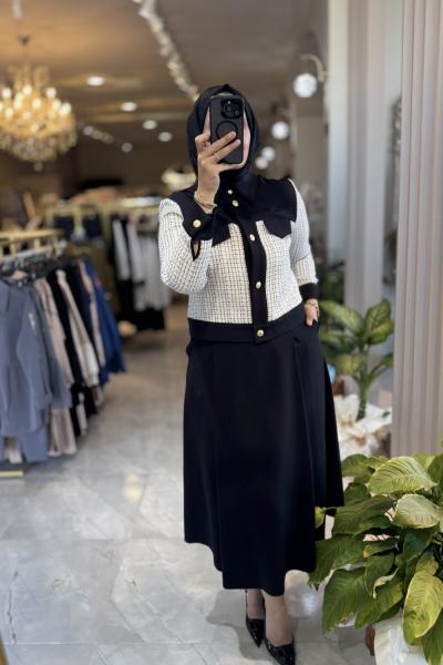 ARMİNE ETEKLİ TAKIM 25KT605 Siyah