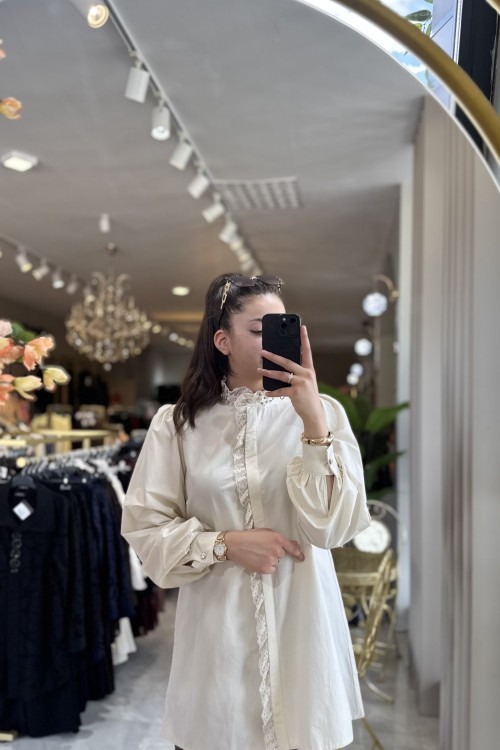 NPRIVE TUNIK YAKA DETAY F19385 Bej