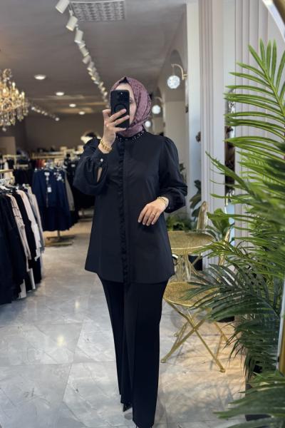 NPRIVE TUNIK YAKA DETAY F19385 Siyah