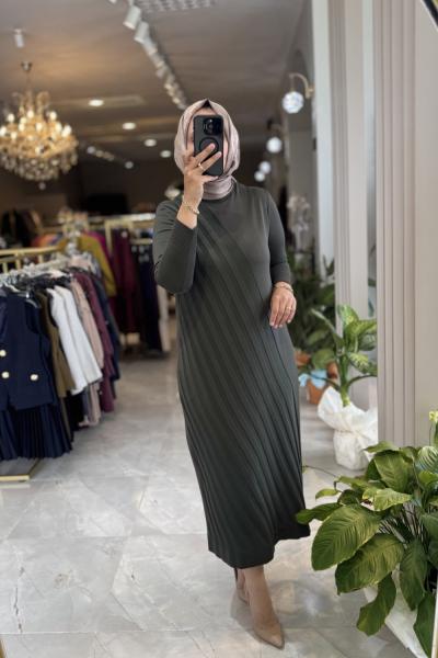 ARYA 3525 MERSERİZE ELBİSE Haki