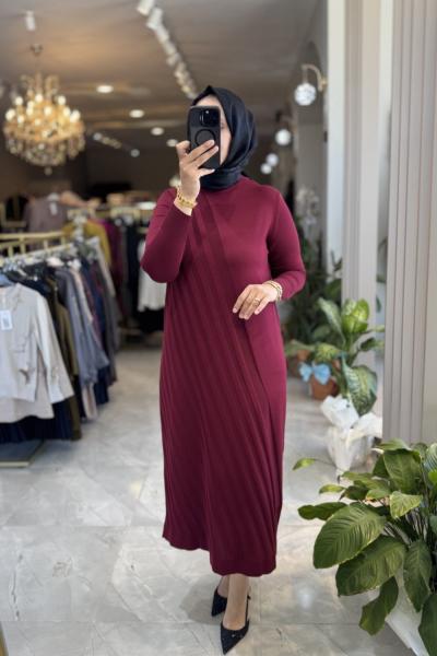 ARYA 3525 MERSERİZE ELBİSE Bordo