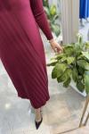 ARYA 3525 MERSERİZE ELBİSE Bordo