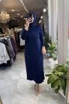 ARYA 3525 MERSERİZE ELBİSE Lacivert