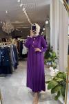 FARAH 3532 MERSERİZE ELBİSE Mor