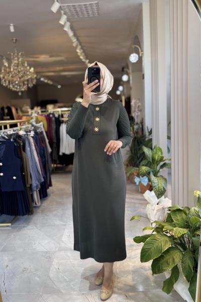 SAHRA 3533 MERSERİZE ELBİSE Haki