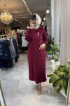 LASE 3536 MERSERİZE ELBİSE Bordo