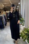 SAHRA 3533 MERSERİZE ELBİSE Siyah
