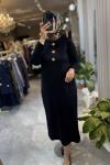 SAHRA 3533 MERSERİZE ELBİSE Siyah