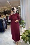 SAHRA 3533 MERSERİZE ELBİSE Bordo