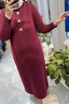 SAHRA 3533 MERSERİZE ELBİSE Bordo